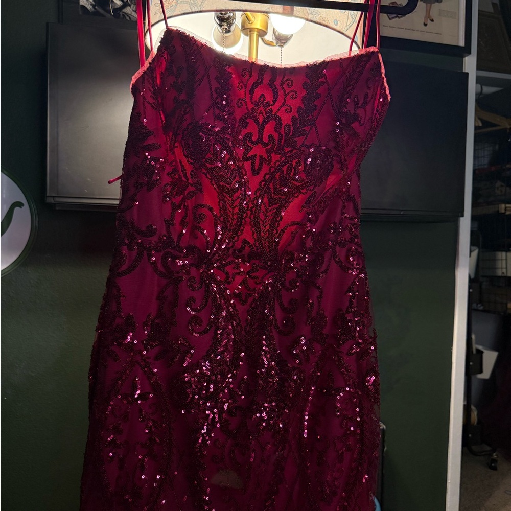 Pink Sequin Prom Dress